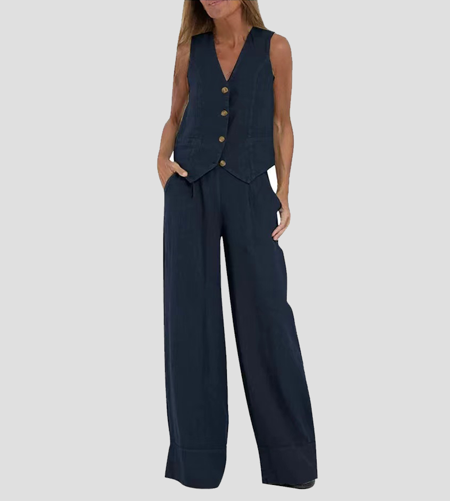 Aira - Completo due pezzi elegante con gilet e pantaloni a gamba larga