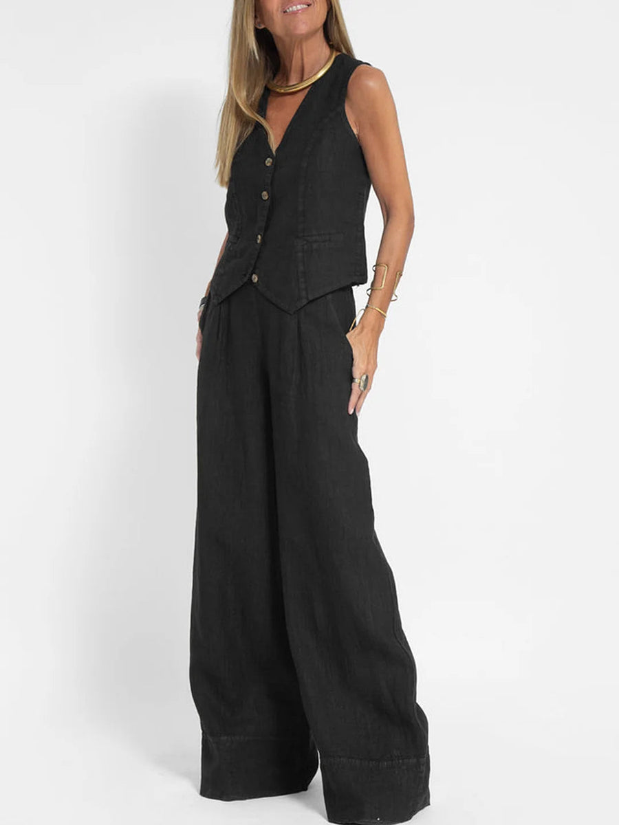 Aira - Completo due pezzi elegante con gilet e pantaloni a gamba larga