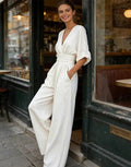 Daniela - Mono elegante de escote en V y pierna ancha - LUVOR