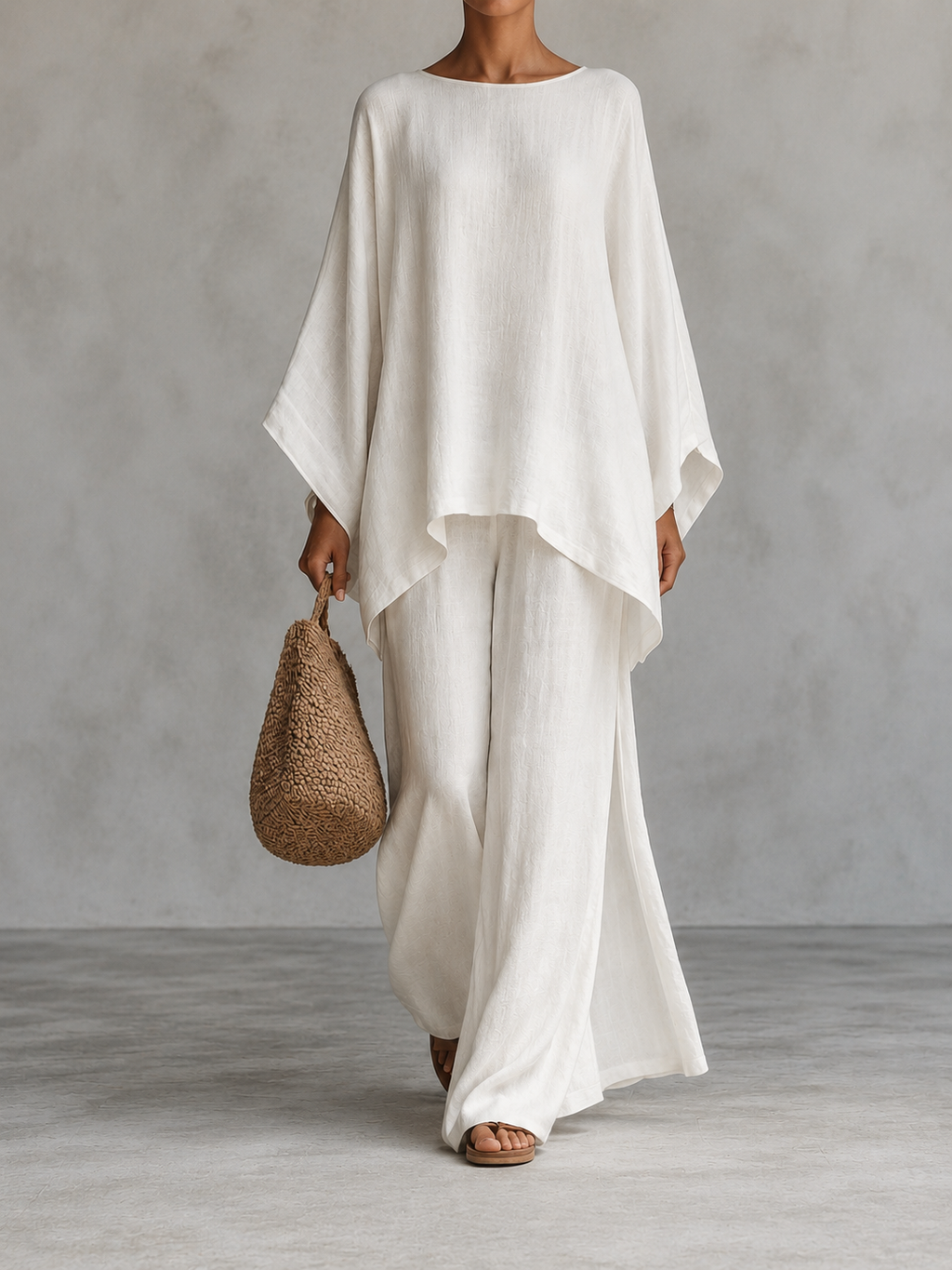 Veronica Completo Due Pezzi con Blusa a Maniche Lunghe e Pantaloni a Gamba Larga