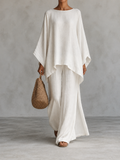 Veronica Completo Due Pezzi con Blusa a Maniche Lunghe e Pantaloni a Gamba Larga