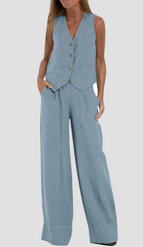 Aira - Completo due pezzi elegante con gilet e pantaloni a gamba larga
