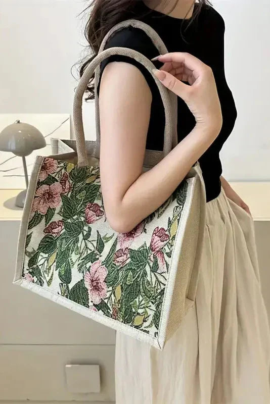 Taila Borsa di Juta con Stampa Floreale e Design Ecologico