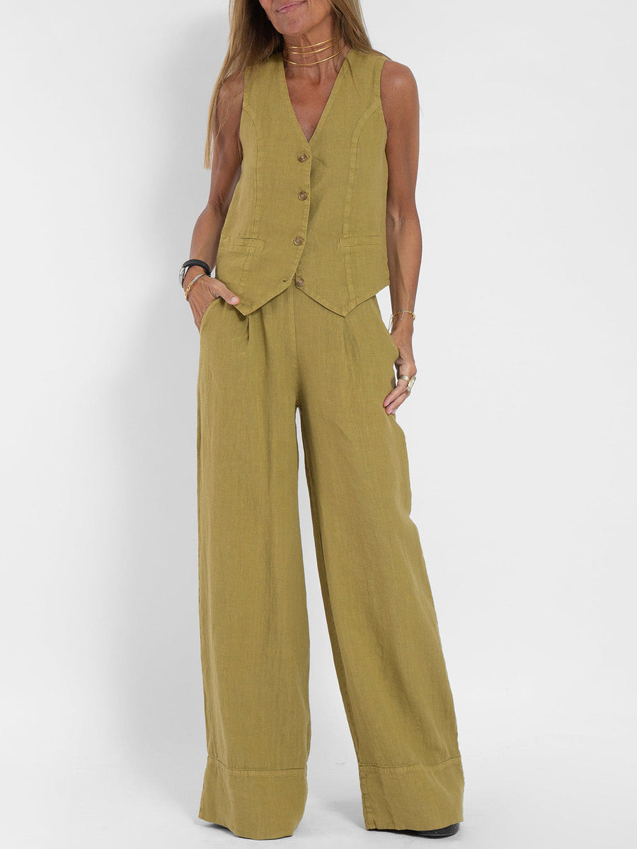 Aira - Completo due pezzi elegante con gilet e pantaloni a gamba larga