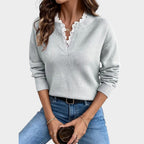 Yara™ | Maglia con scollo a V e bordo in pizzo