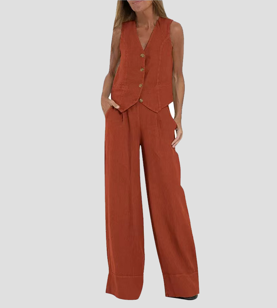 Aira - Completo due pezzi elegante con gilet e pantaloni a gamba larga