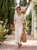 Elena | Vestido midi satinado con jersey incluido - LUVOR