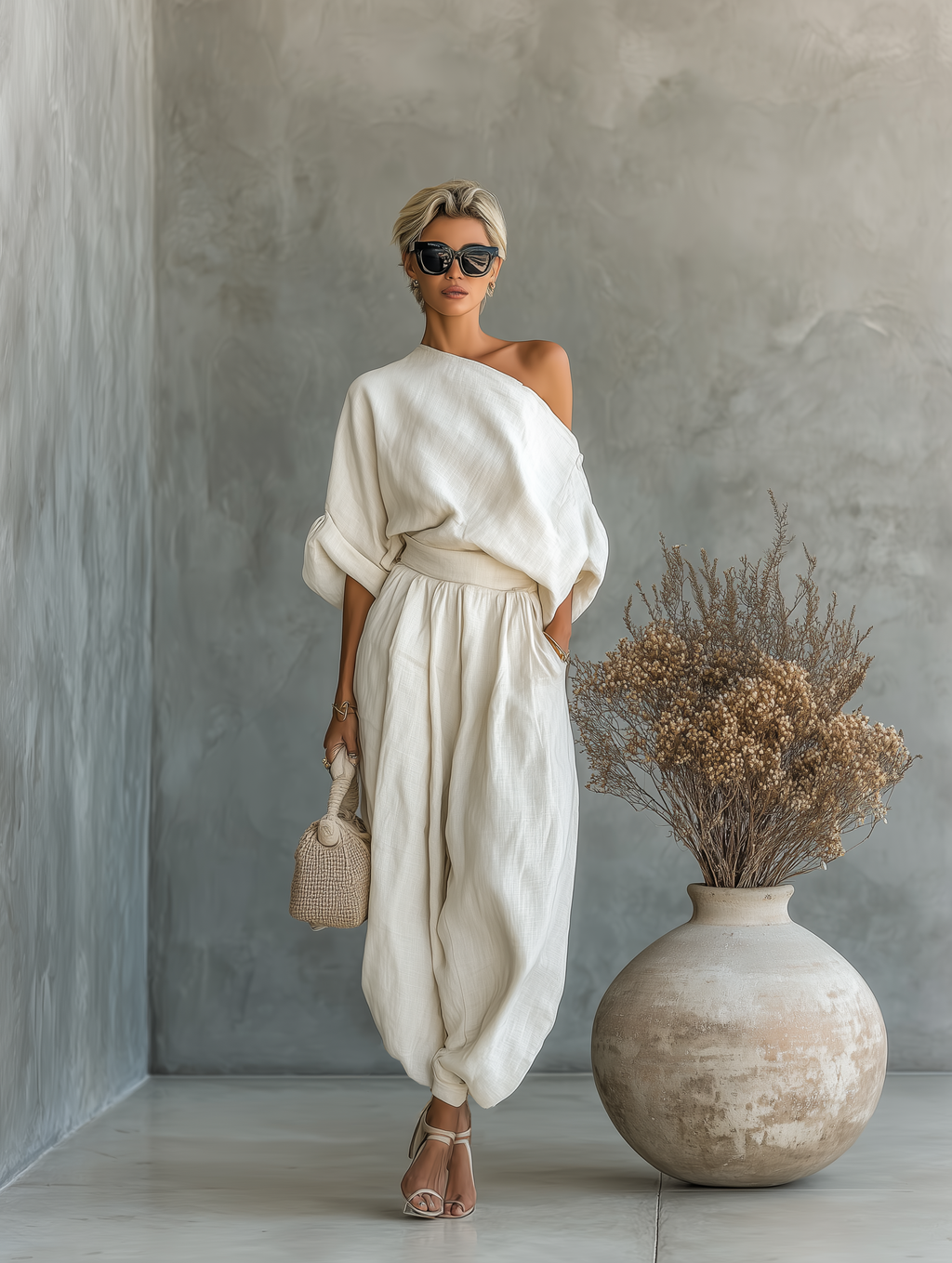 Completo in lino Off-white