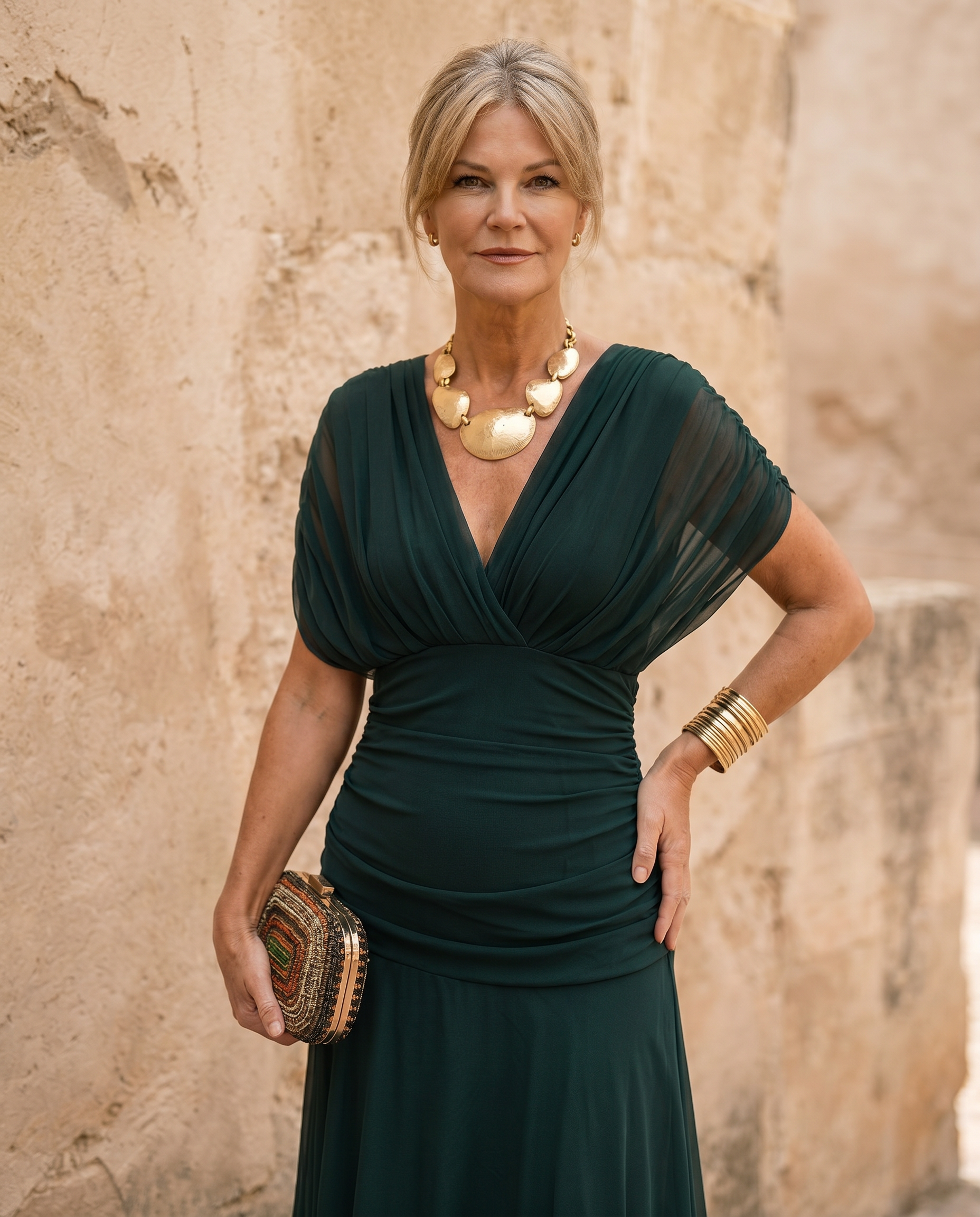 Maxi abito elegante da festa con scollo a cuore