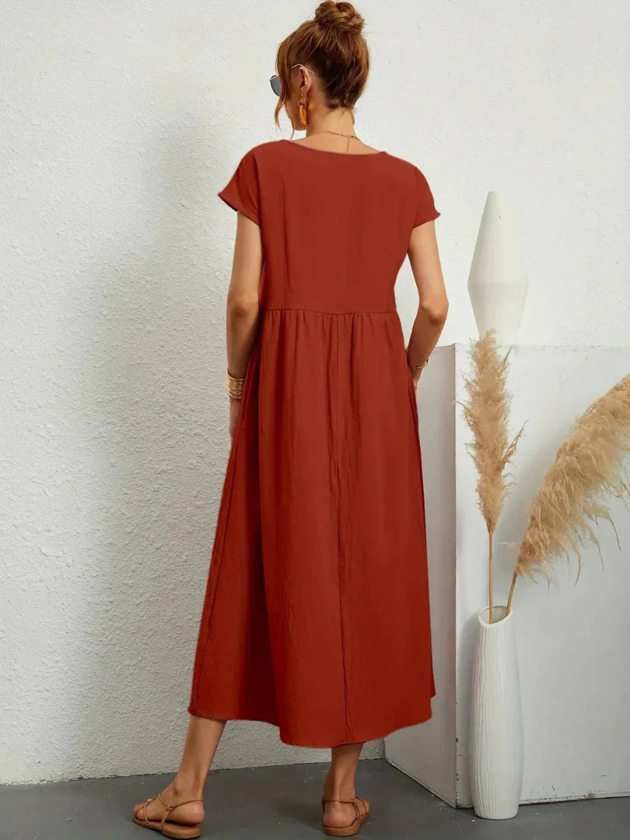 Gabriela™ | Vestido midi fluido de elegancia atemporal - LUVOR