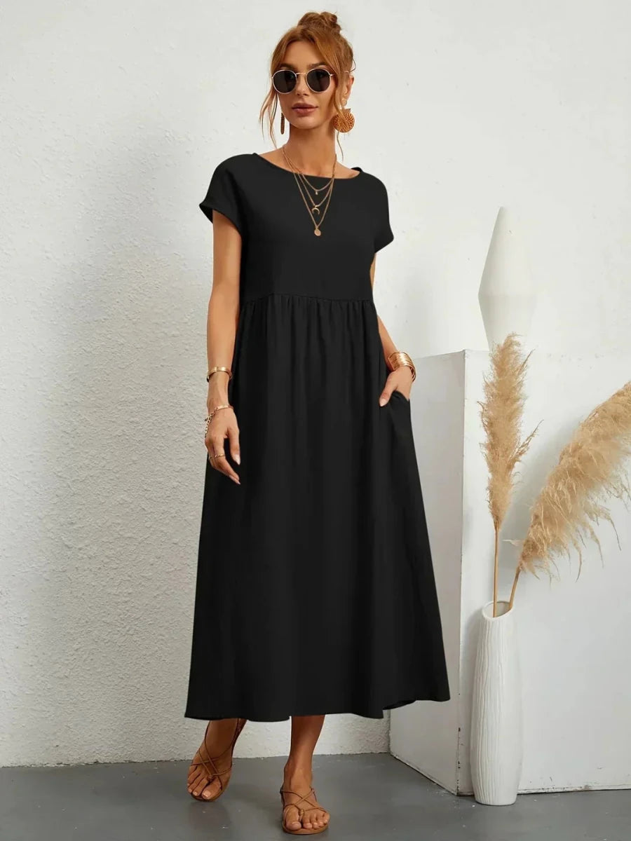 Gabriela™ | Vestido midi fluido de elegancia atemporal - LUVOR