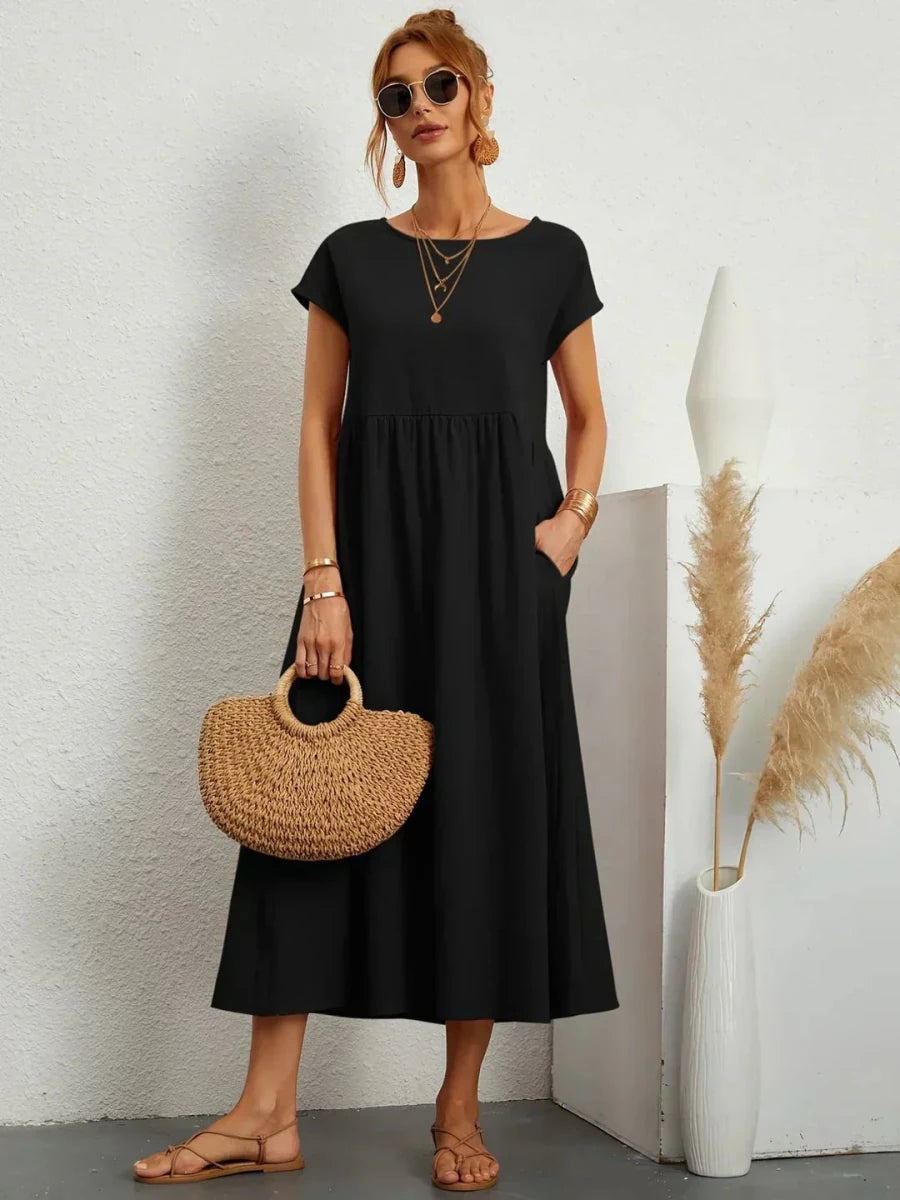 Gabriela™ | Vestido midi fluido de elegancia atemporal - LUVOR