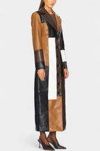 Norelle Cappotto Trench in Pelle Patchwork