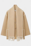 Pauline | Cappotto dal taglio morbido con sciarpa a frange incorporata