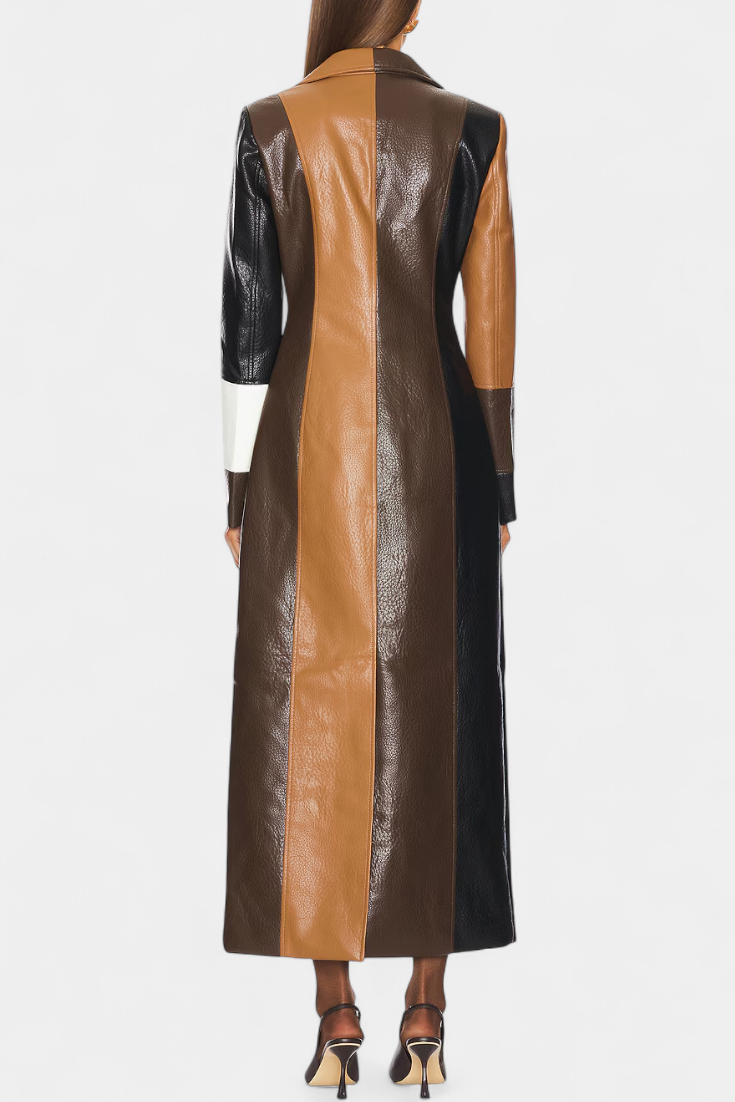 Norelle Cappotto Trench in Pelle Patchwork