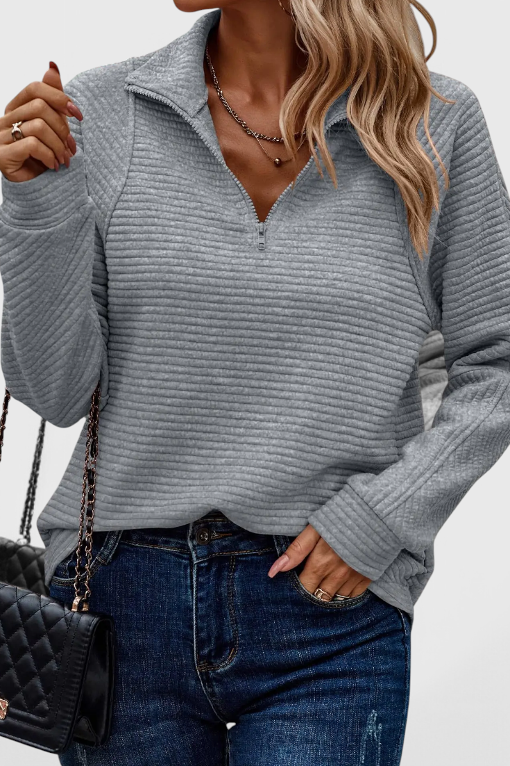 Helene | Maglione con Scollo a V, Zip e Maniche Lunghe