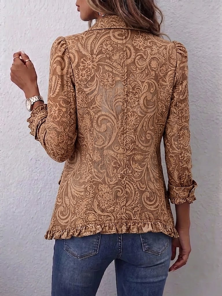 Alessandra | Giacca Boho-Chic con Ricami Floreali e Balze