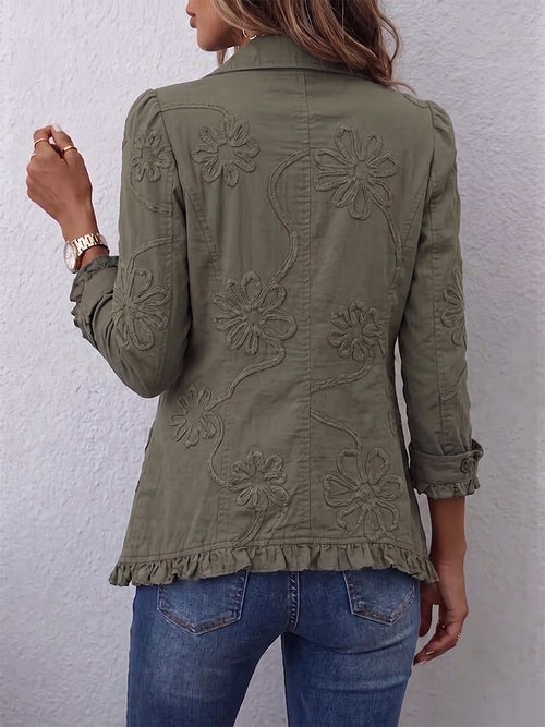 Alessandra | Giacca Boho-Chic con Ricami Floreali e Balze