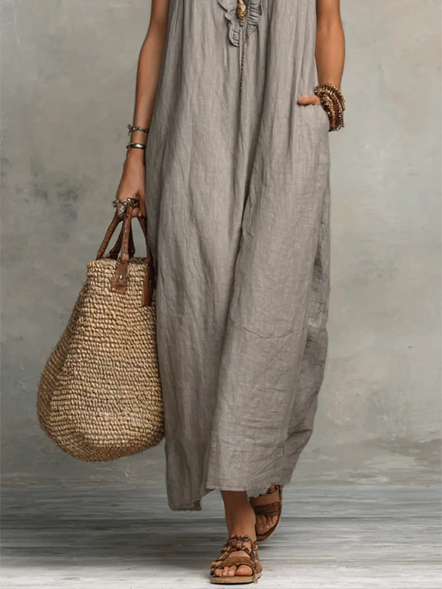 Camelia Abito Lungo Bohemien con Scollo a V