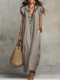 Camelia Abito Lungo Bohemien con Scollo a V