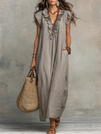 Camelia Abito Lungo Bohemien con Scollo a V