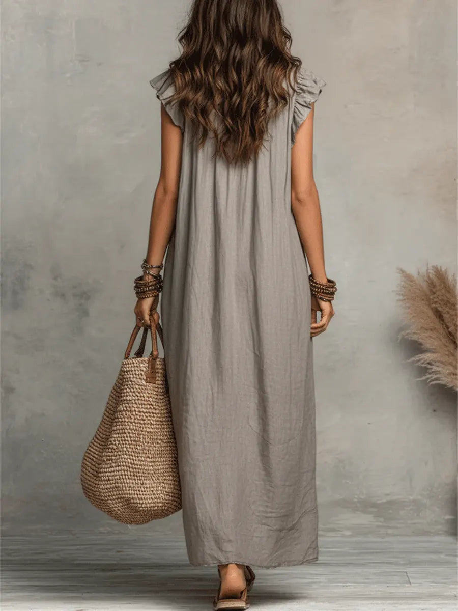 Camelia Abito Lungo Bohemien con Scollo a V