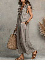 Camelia Abito Lungo Bohemien con Scollo a V