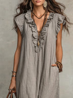 Camelia Abito Lungo Bohemien con Scollo a V