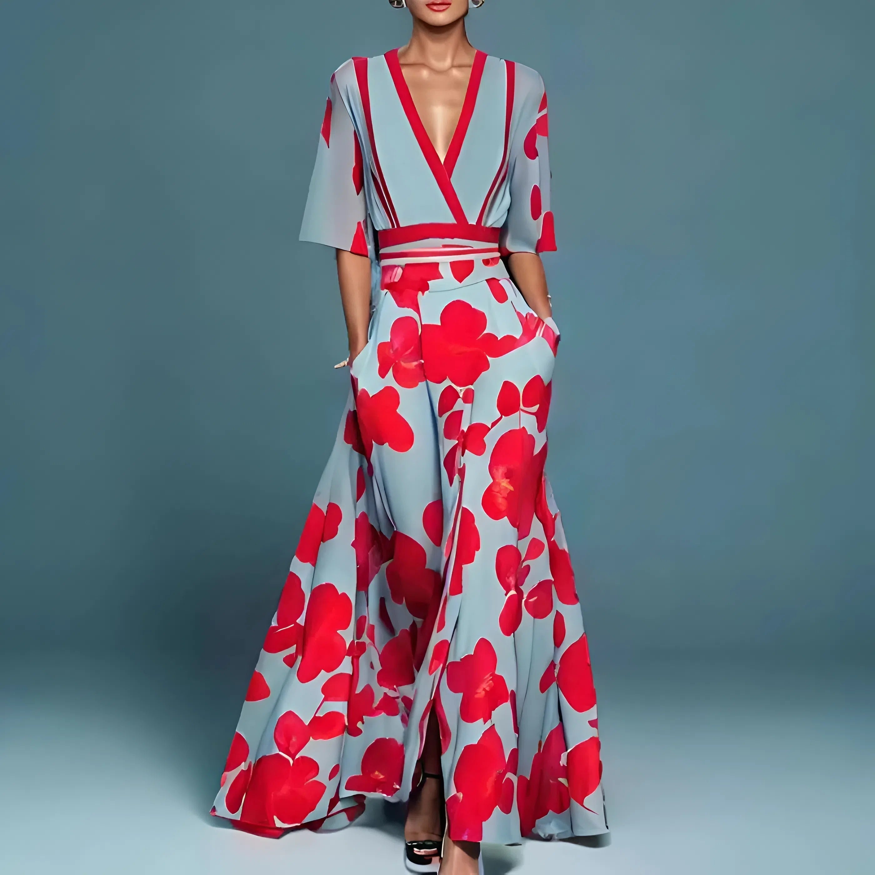 Valentina | Abito lungo elegante con scollo profondo