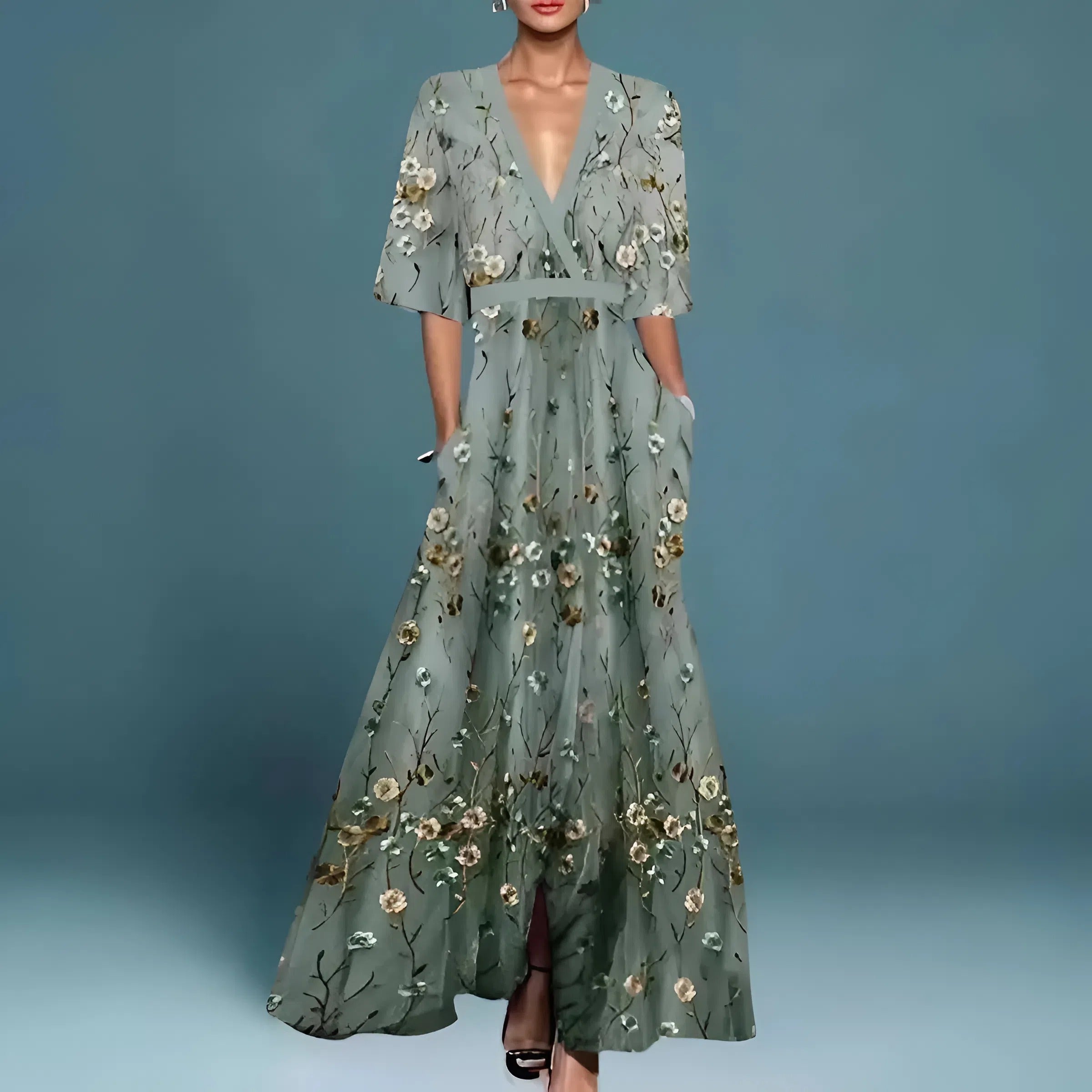 Valentina | Abito lungo elegante con scollo profondo