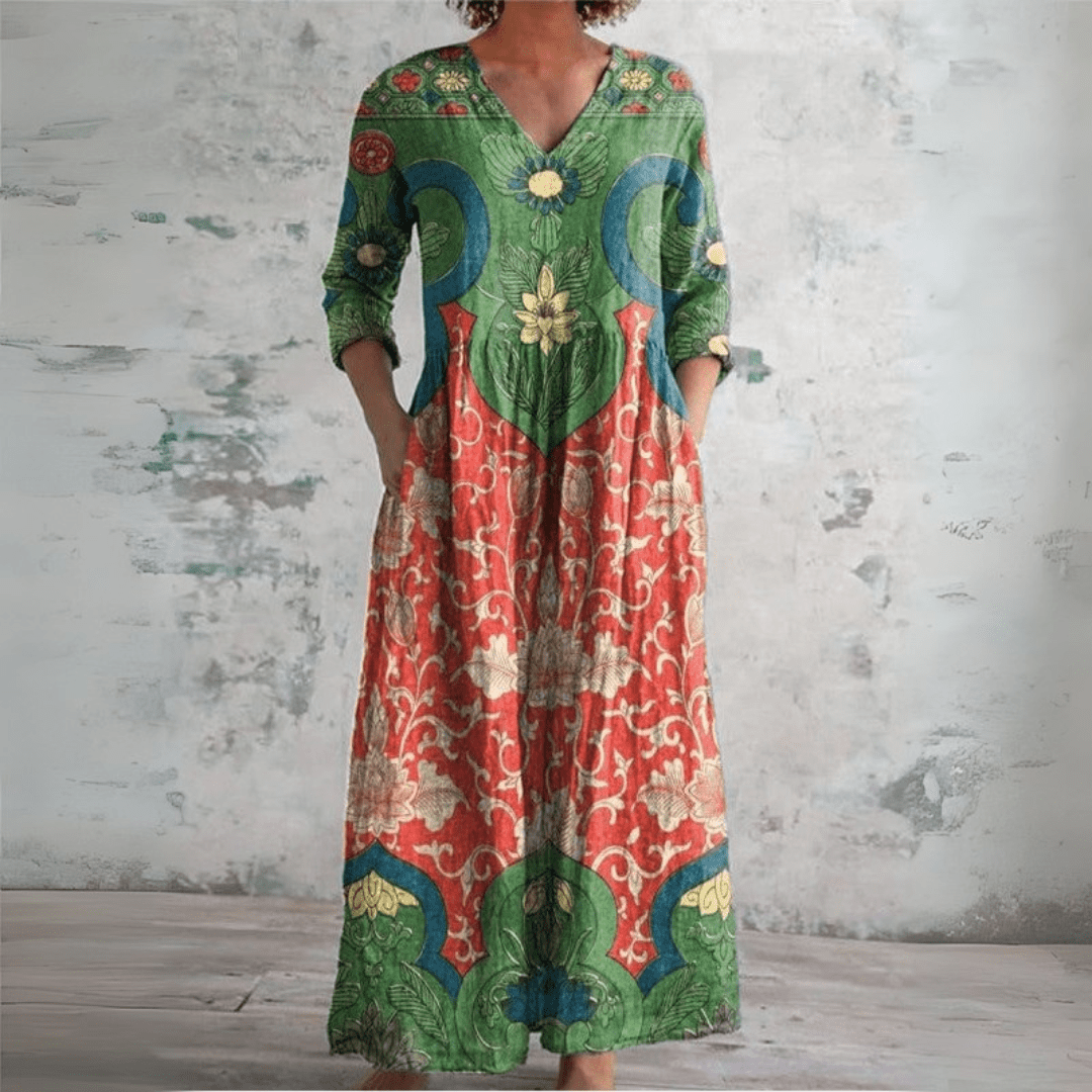 Sophia | Vestido Maxi Floral Vintage - LUVOR