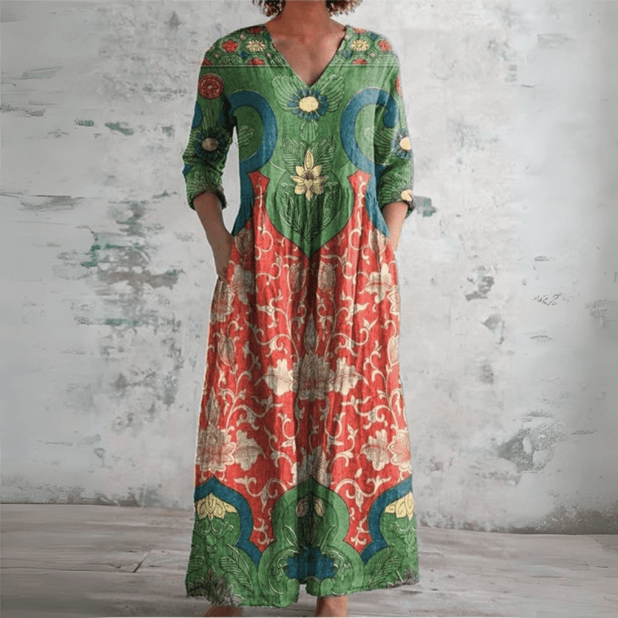 Sophia | Vestido Maxi Floral Vintage - LUVOR